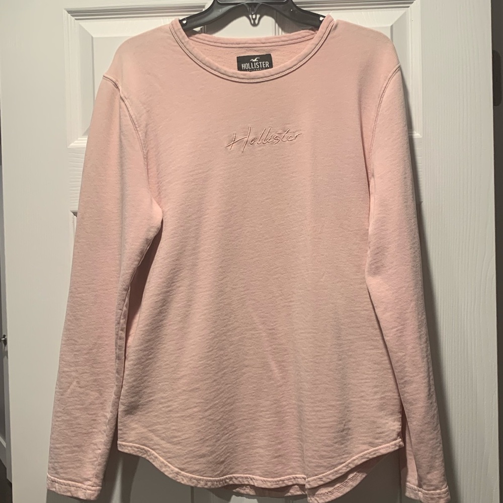 Hollister Pink Long-Sleeve Crewneck Sweater